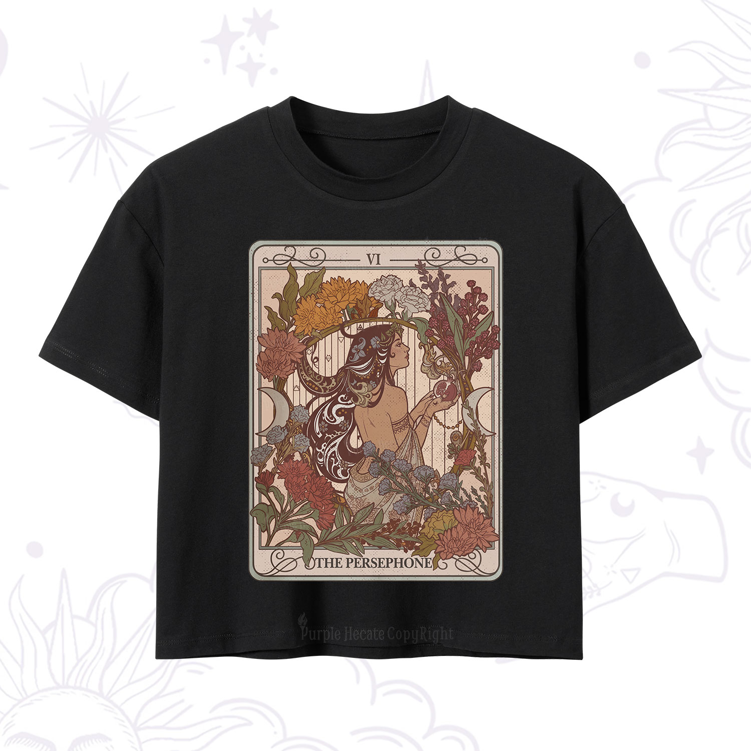 Purplehecate The Persephone Goddess Tarot Card Crop T-Shirt