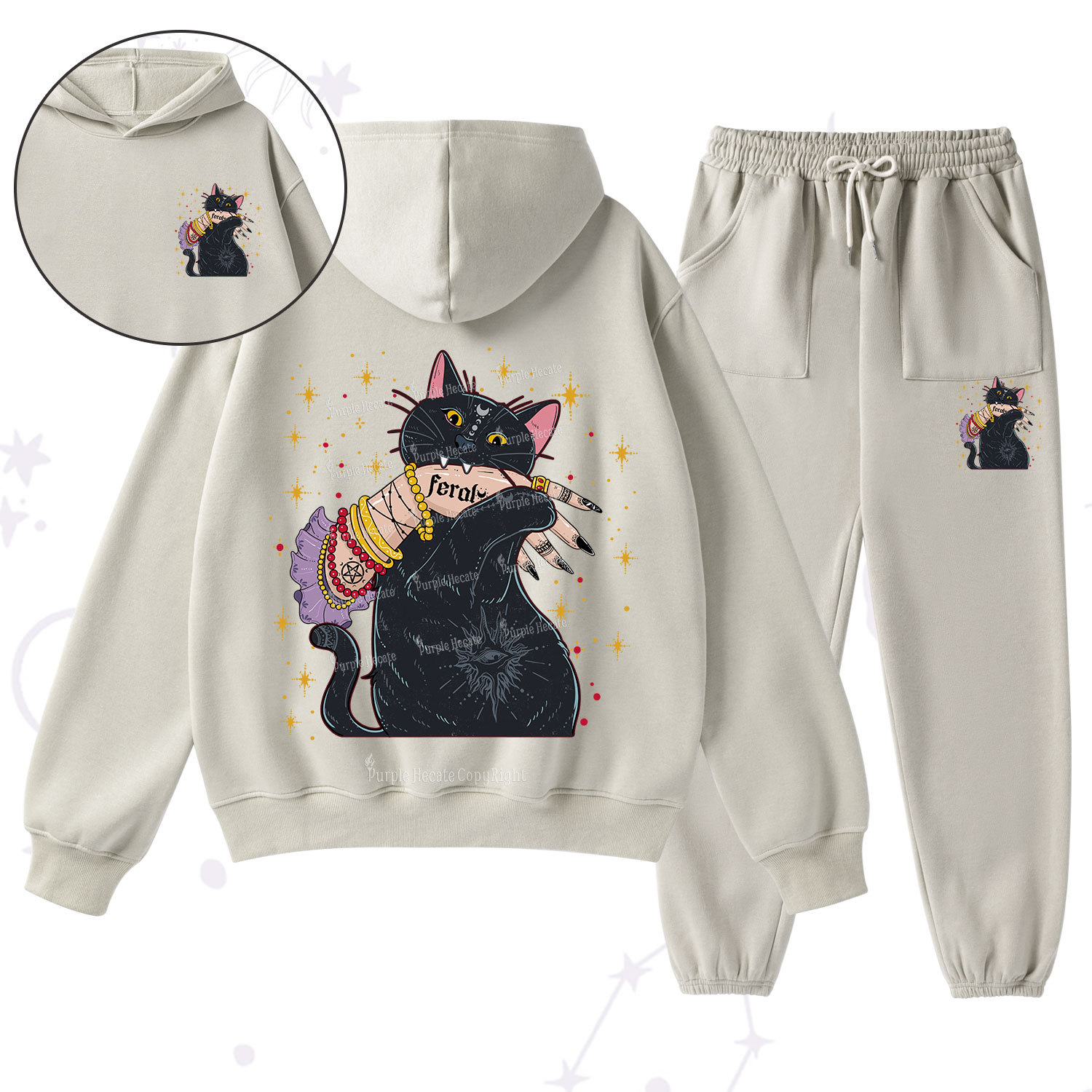 Purplehecate Feral Cat Fleece Hoodie Suit