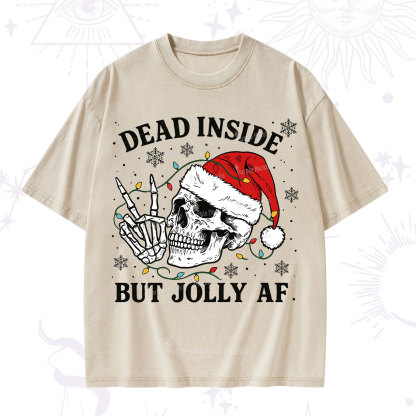 Purplehecate Dead Inside But Jolly AF Christmas Washed T-Shirt