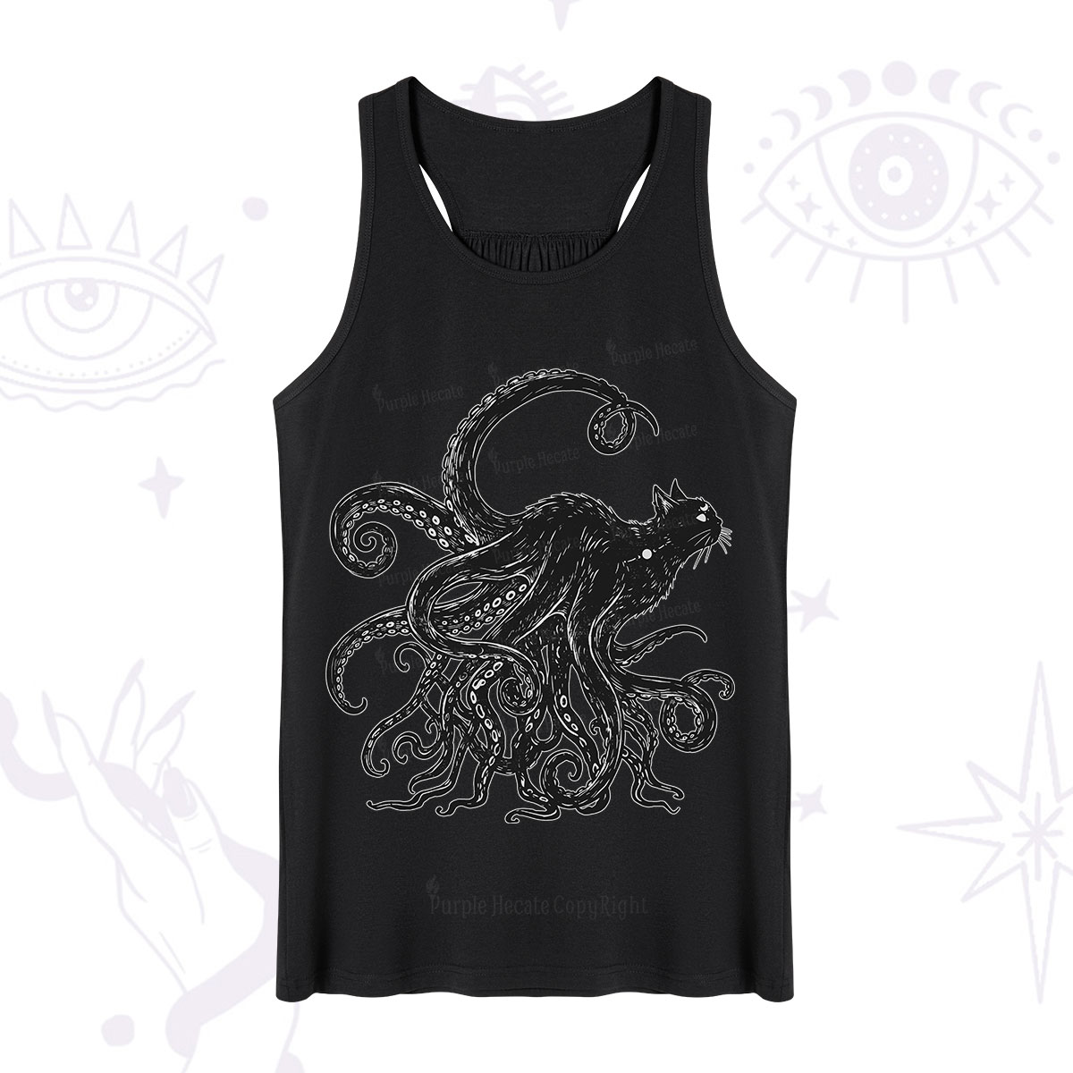 Purplehecate Black Cat with Octopus Tentacles Tank