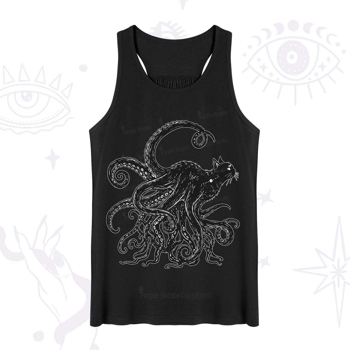 Purplehecate Black Cat with Octopus Tentacles Tank