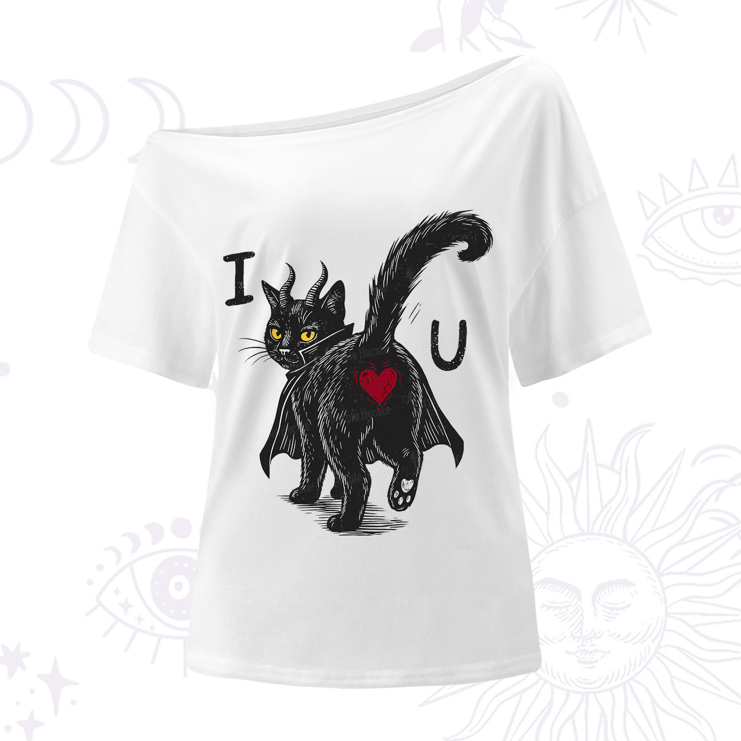 Purplehecate Bad Bad Evil Cat One Shoulder T-Shirt