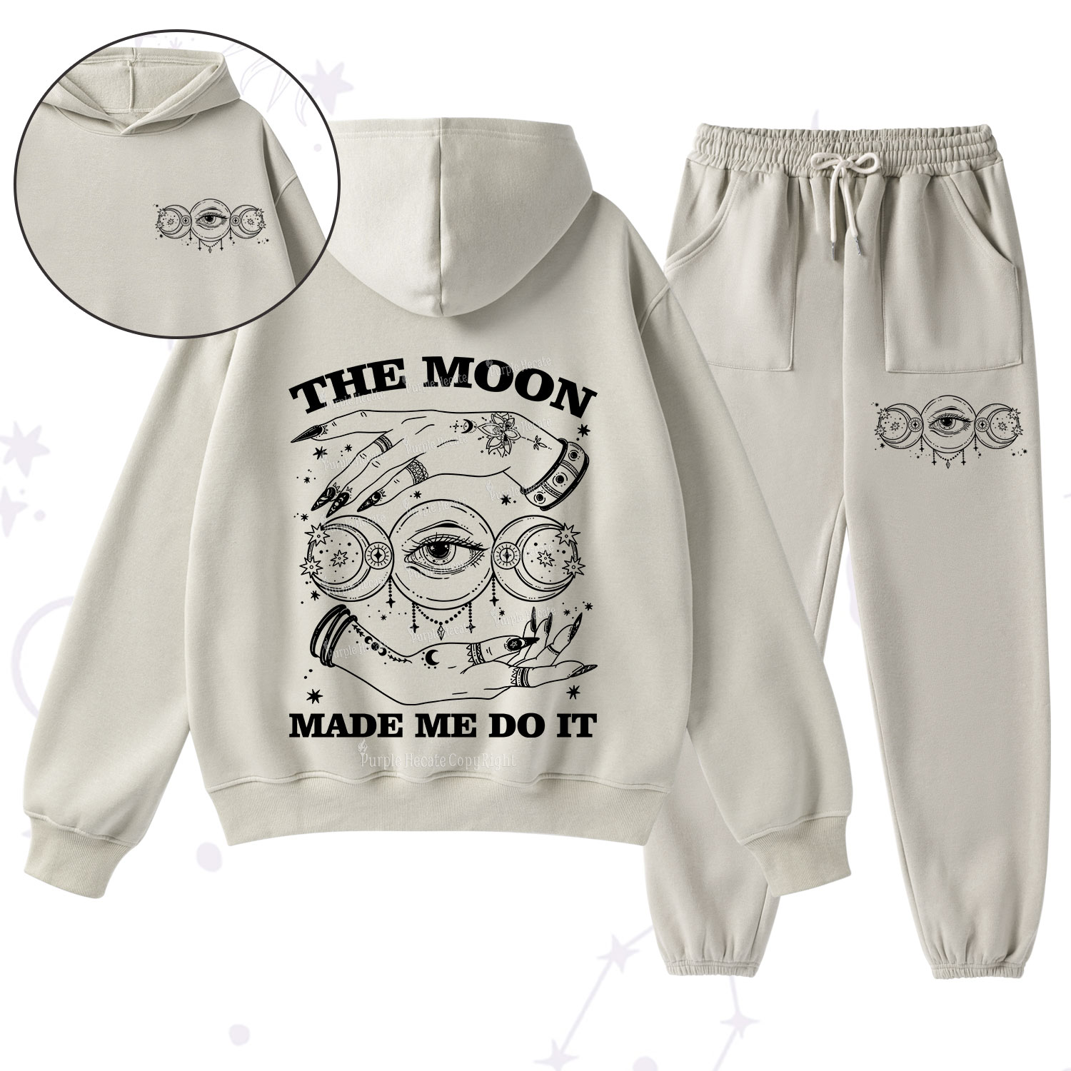 Purplehecate Funny The Moon Made Me Do It Fleece Hoodie Suit