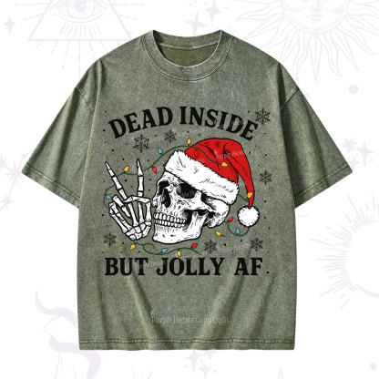 Purplehecate Dead Inside But Jolly AF Christmas Washed T-Shirt