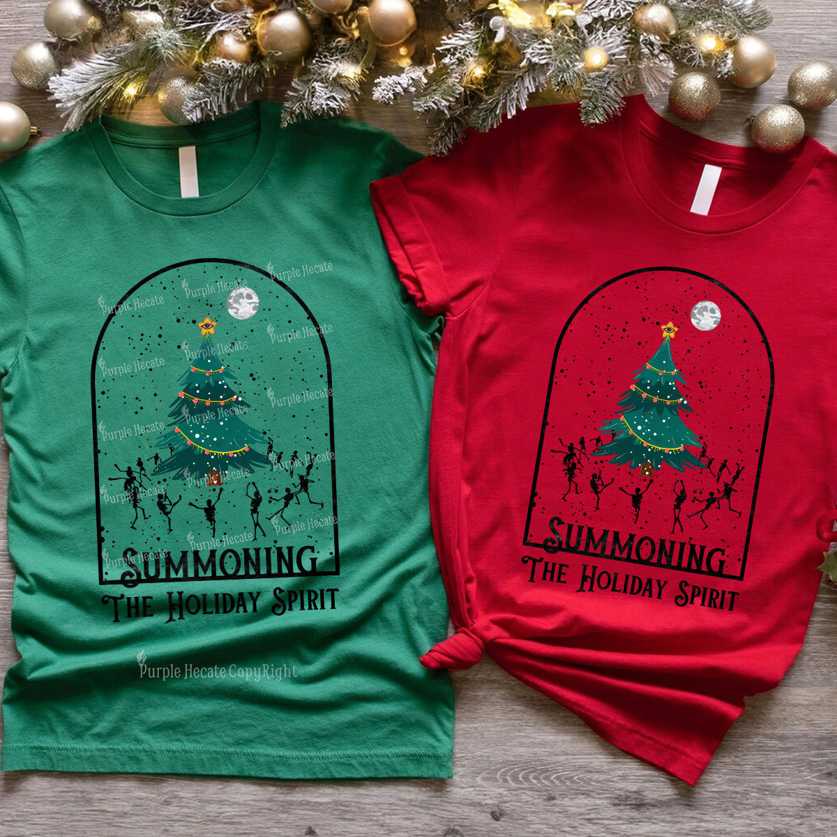 [Copy]Purplehecate Christmas Black Cat Couple T-Shirts