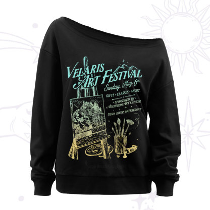 Purplehecate Starlight Court Art Show Off The Shoulder Sweatshirt