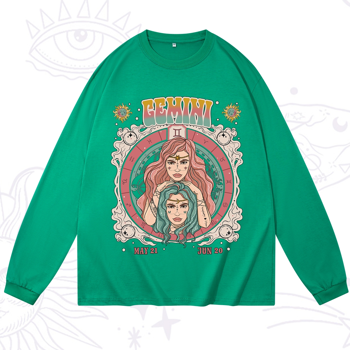 Purplehecate Gemini Cosmic Zodiac Long Sleeve T-Shirt
