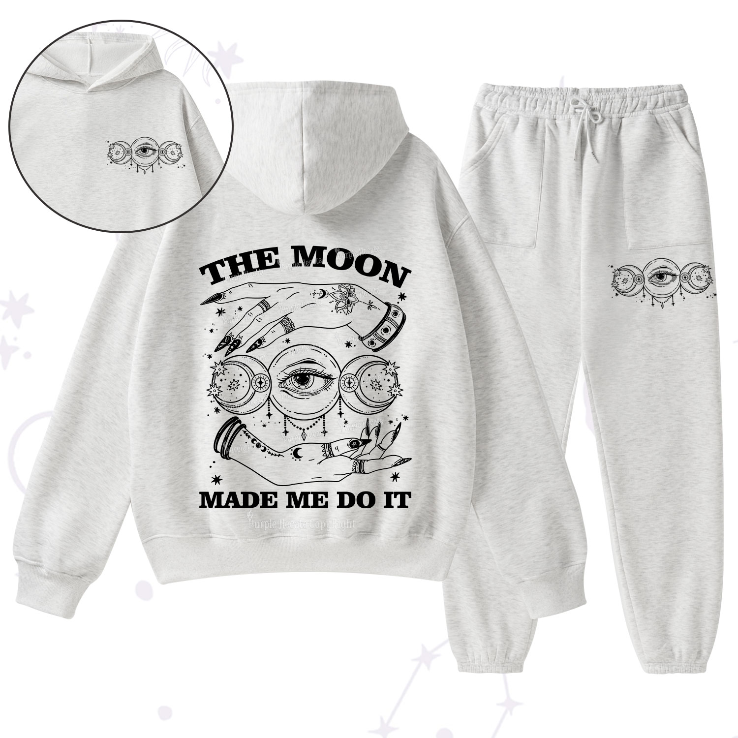 Purplehecate Funny The Moon Made Me Do It Fleece Hoodie Suit