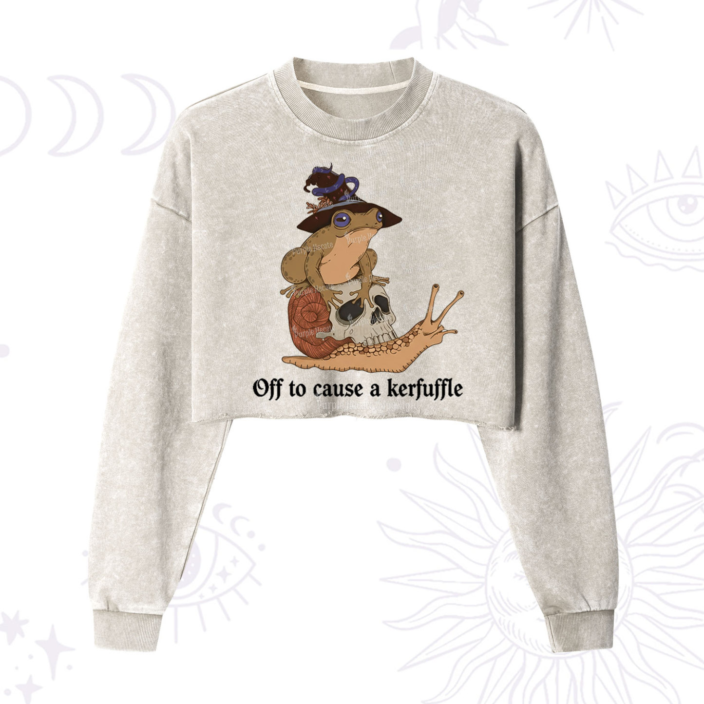 Purplehecate Off To Cause A Kerfuffle Cropped Washed Sweatshirt