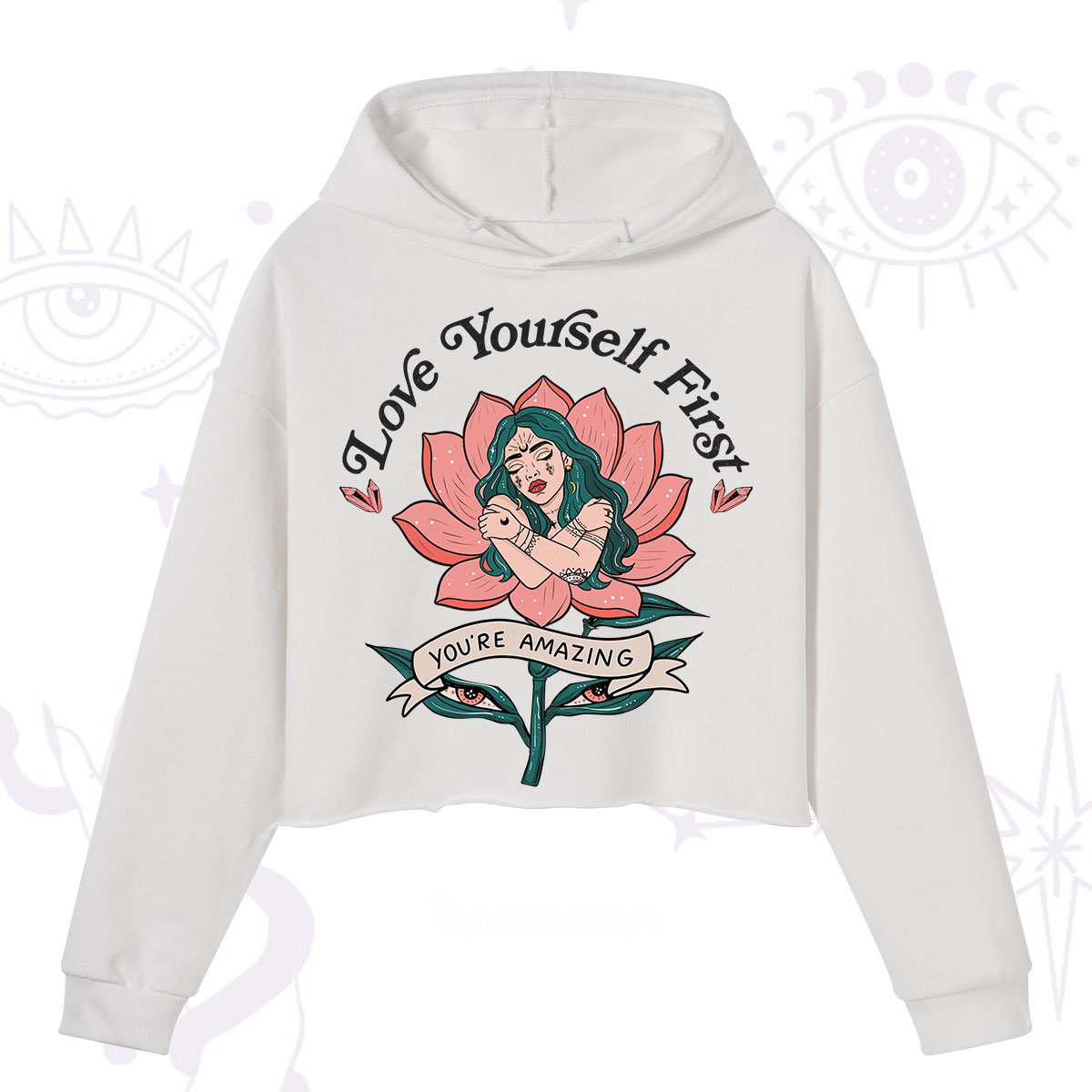 Purplehecate Love Yourself First Crop Hoodie