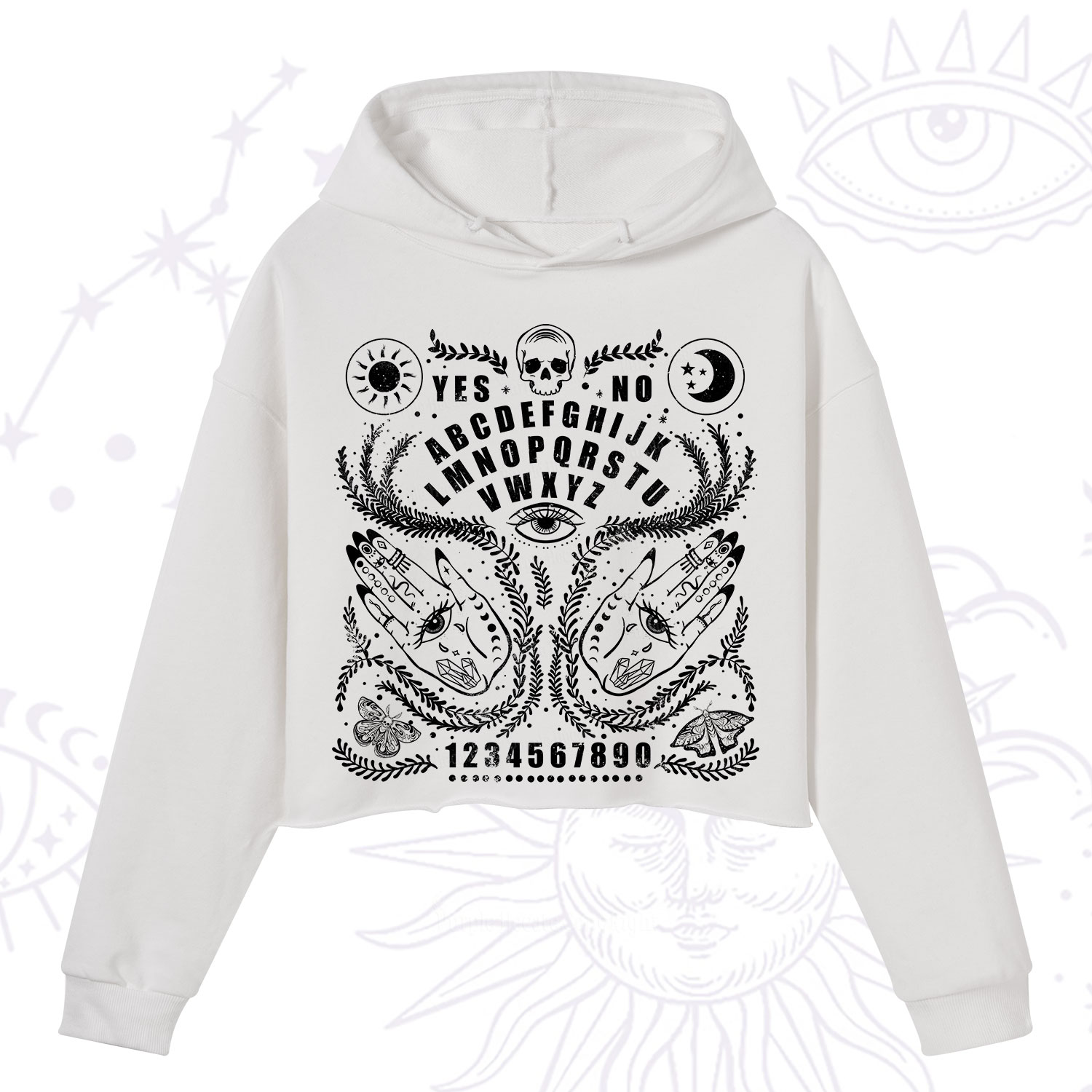 Purplehecate Ouija Spirit Board Crop Hoodie
