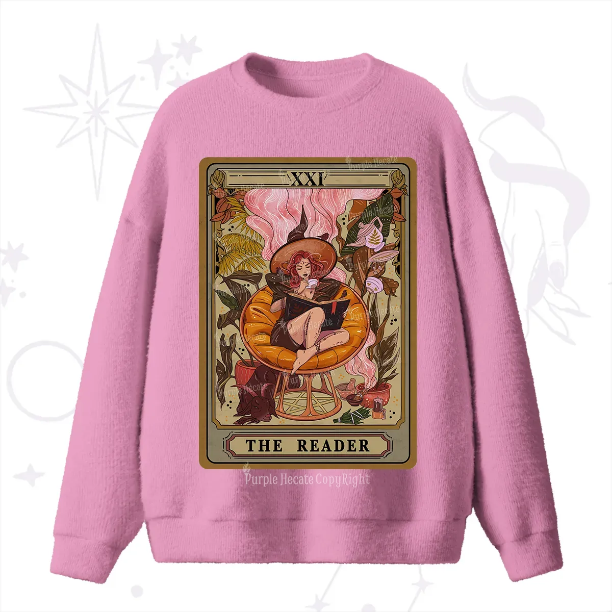 Purplehecate The Reader Tarot Card Fuzzy Ugly Sweater