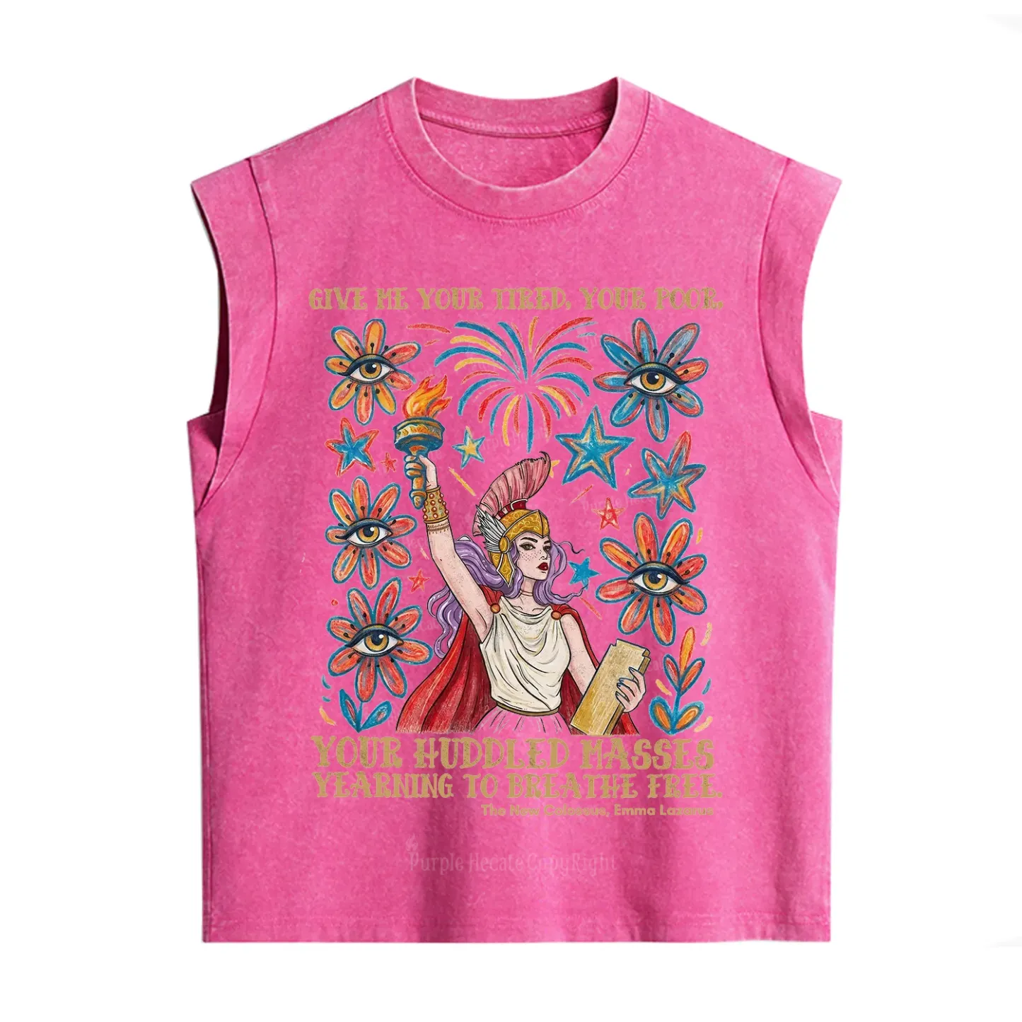 Purplehecate Give Me Your Tired Your Poor Statue of Liberty Vintage Washed Tank