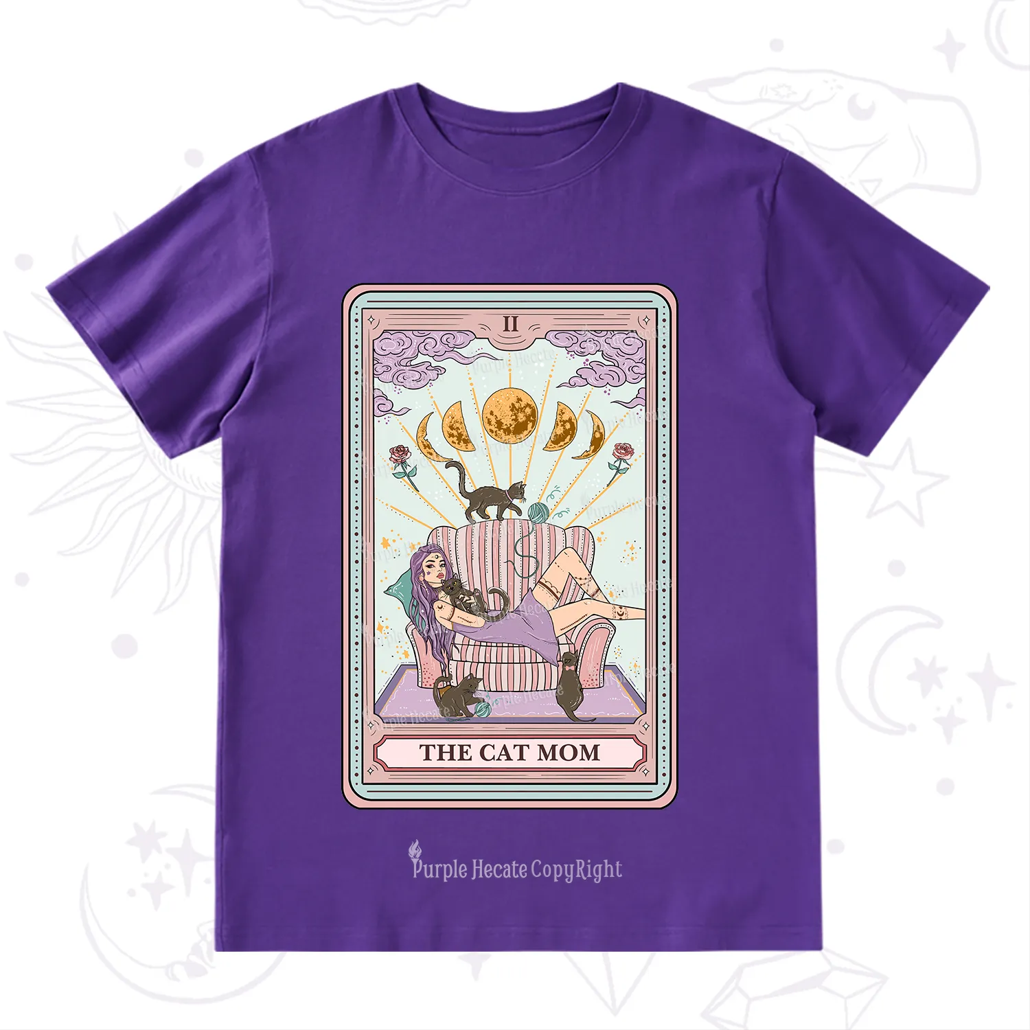 Purplehecate The Cat Mom Tarot T-Shirt