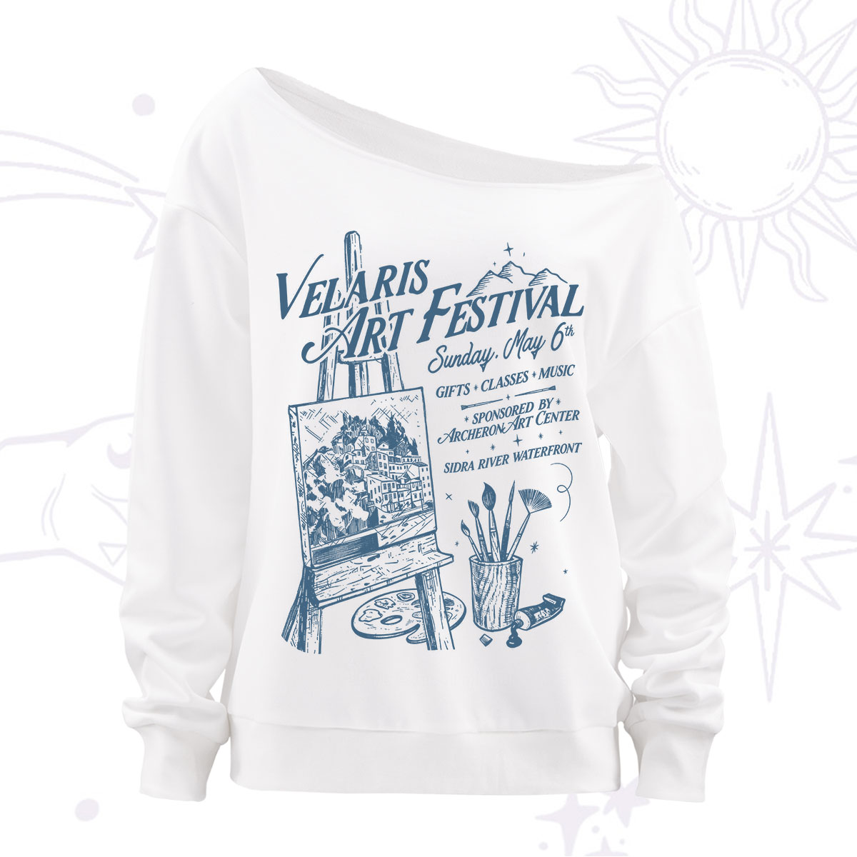 Purplehecate Starlight Court Art Show Off The Shoulder Sweatshirt