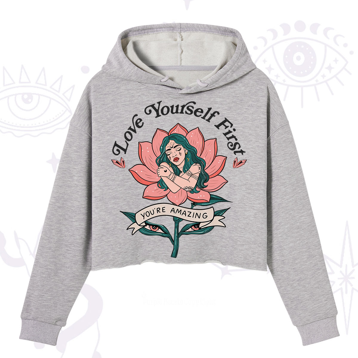 Purplehecate Love Yourself First Crop Hoodie