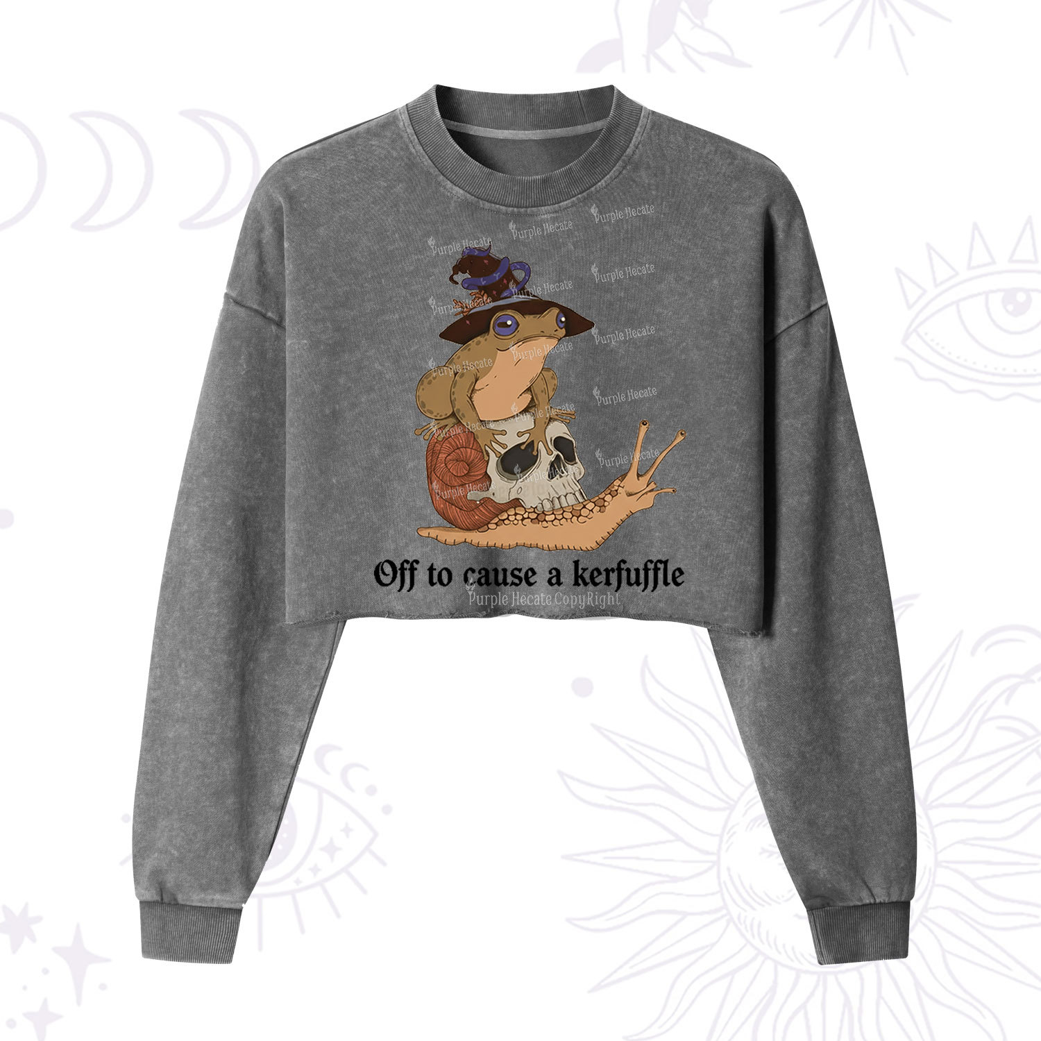 Purplehecate Off To Cause A Kerfuffle Cropped Washed Sweatshirt