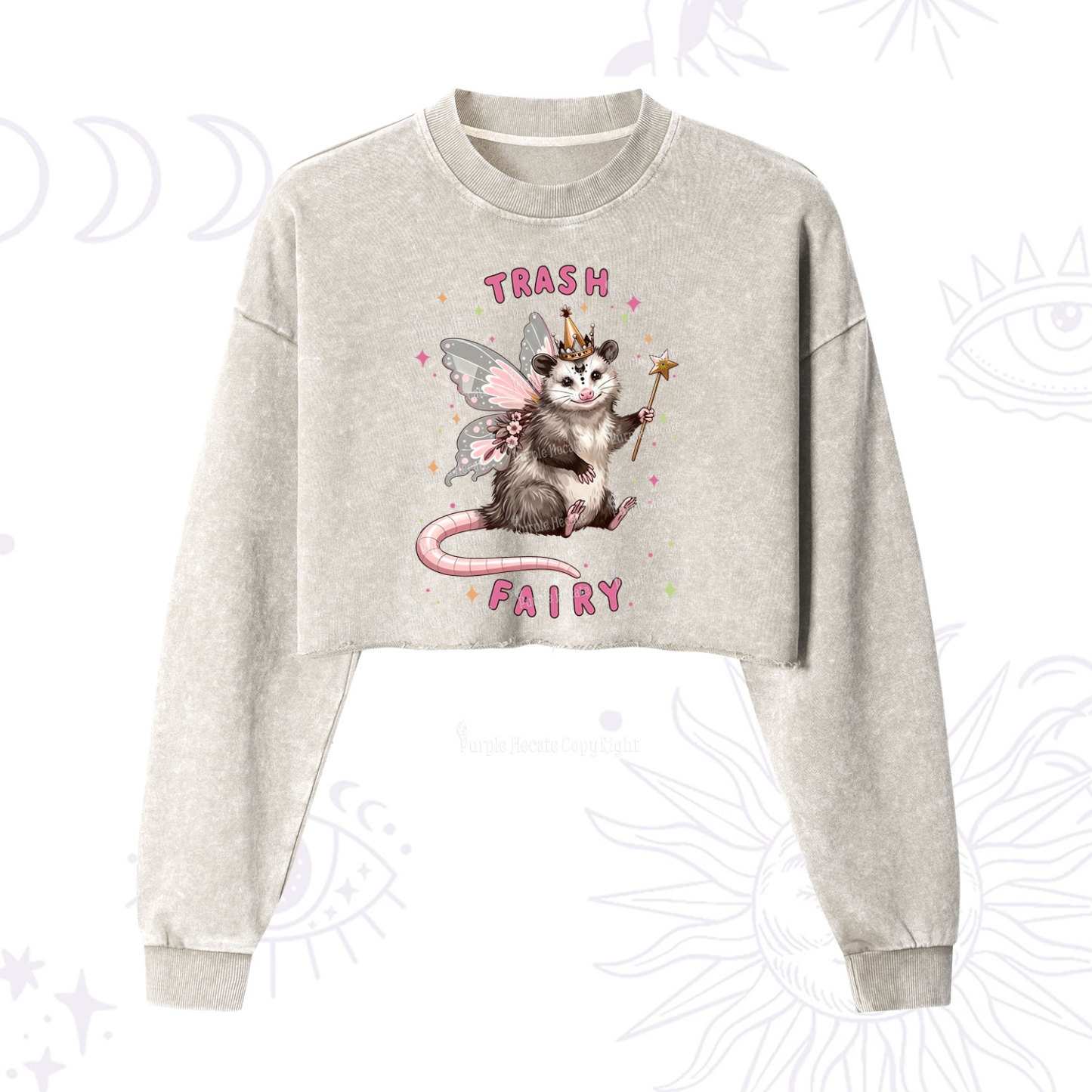 Purplehecate Trash Fairy Cropped Washed Sweatshirt