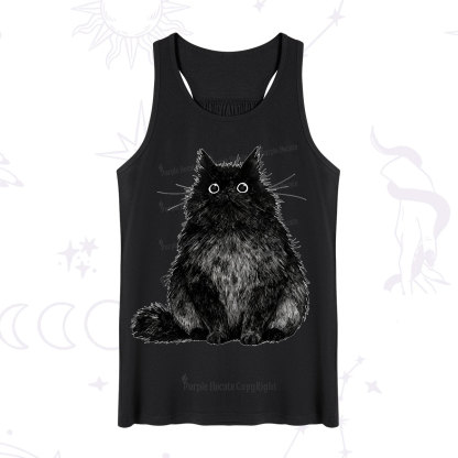Purplehecate Cute Black Fluffy Cat Tank
