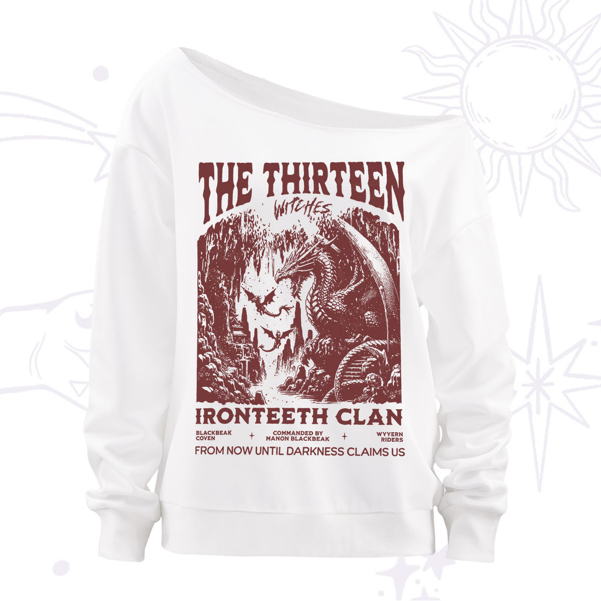 Purplehecate Thirteen Winged Sisters Off The Shoulder Sweatshirt
