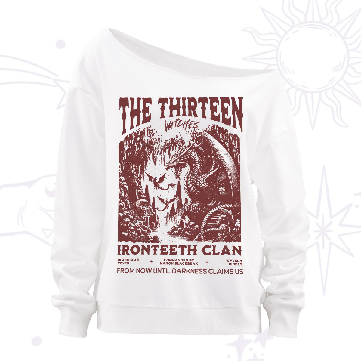 Purplehecate Thirteen Winged Sisters Off The Shoulder Sweatshirt