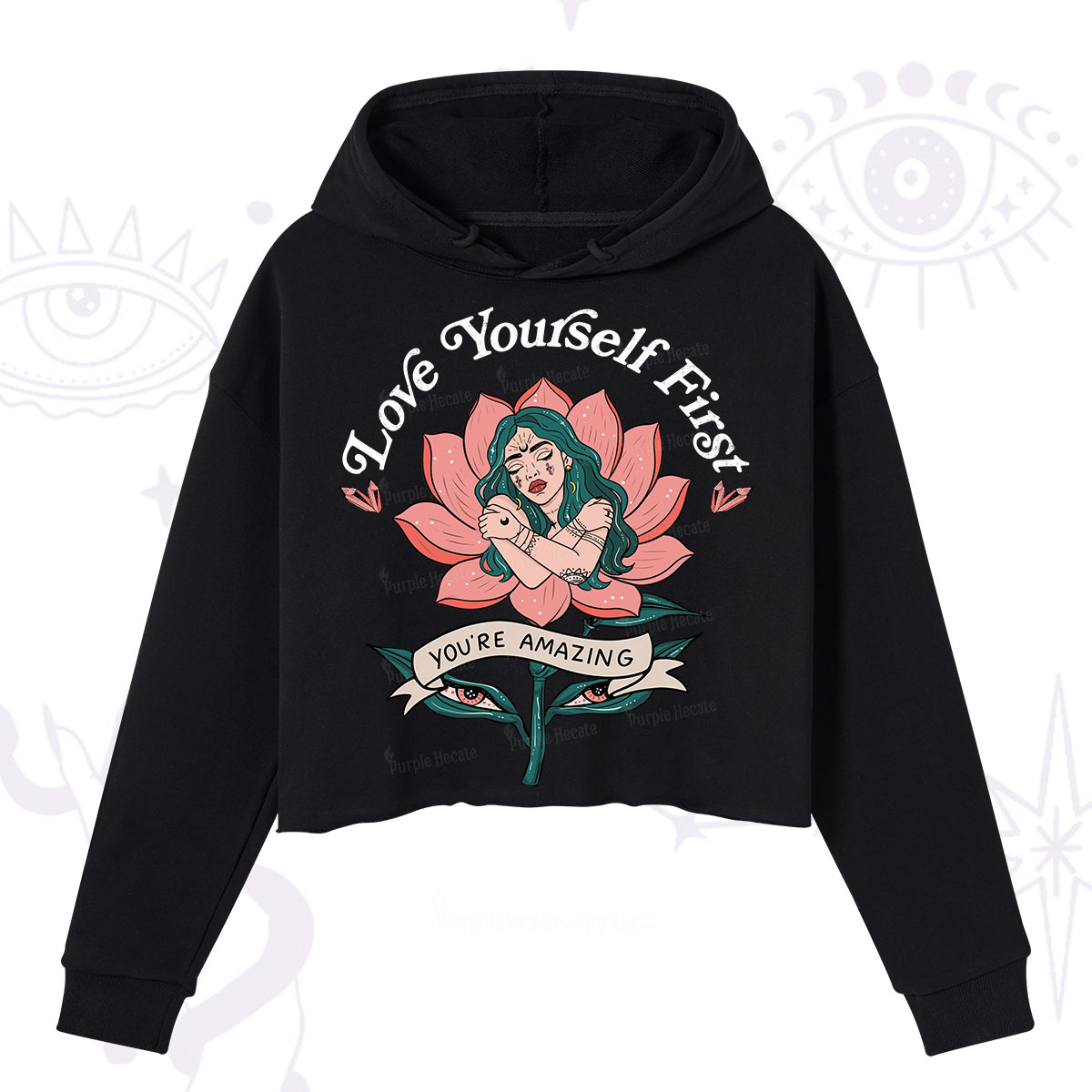 Purplehecate Love Yourself First Crop Hoodie