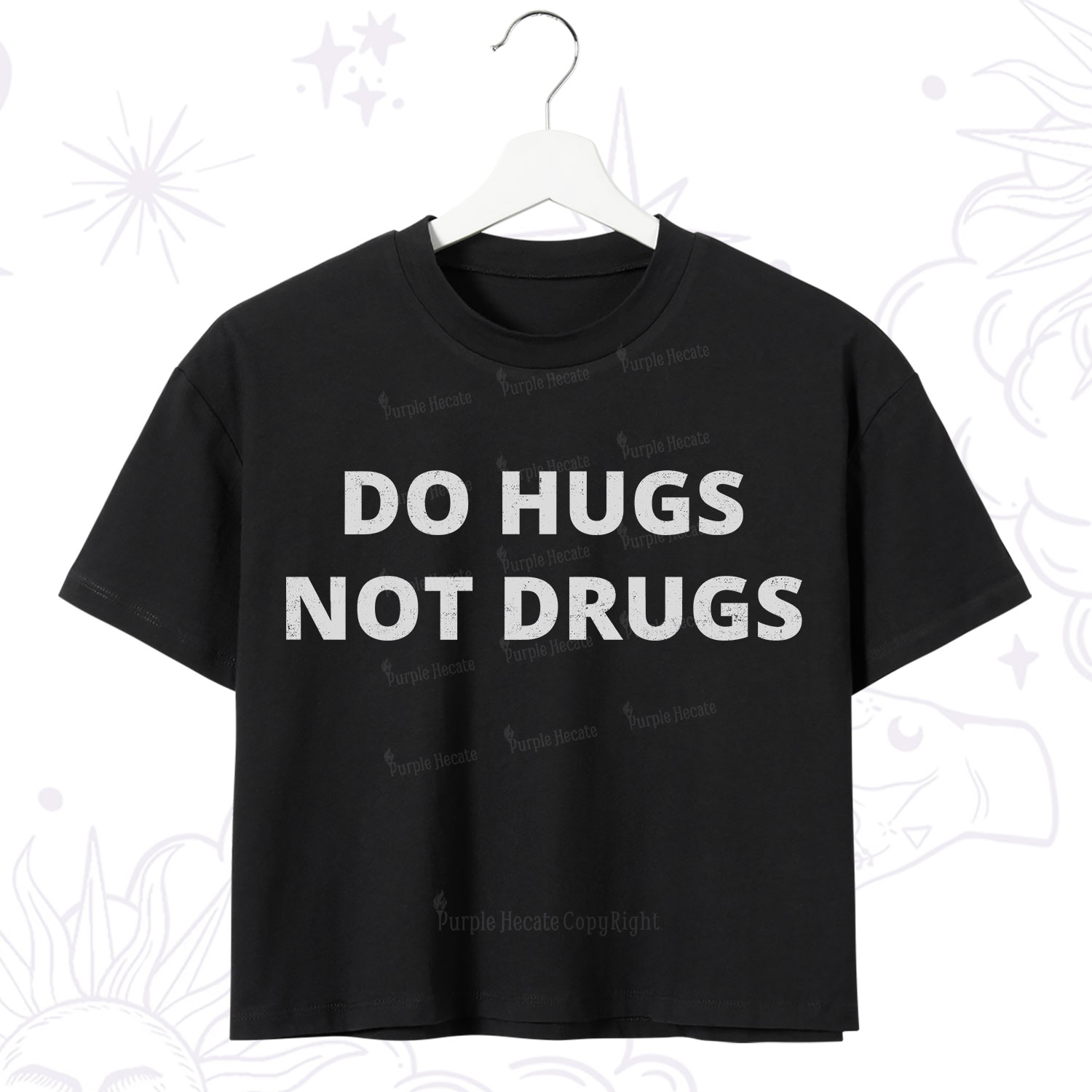Purplehecate Do Hugs Not Drugs Crop T-Shirt
