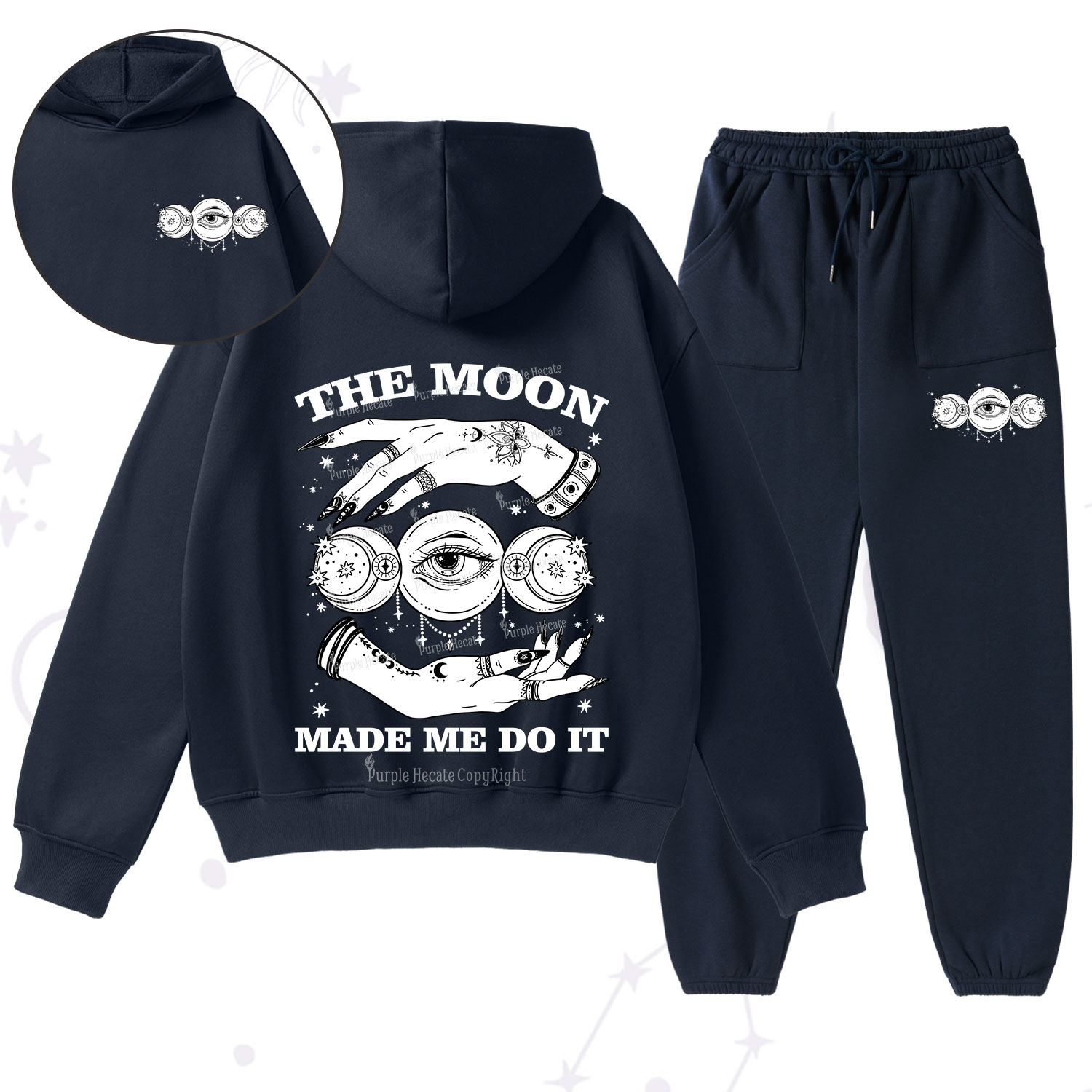 Purplehecate Funny The Moon Made Me Do It Fleece Hoodie Suit