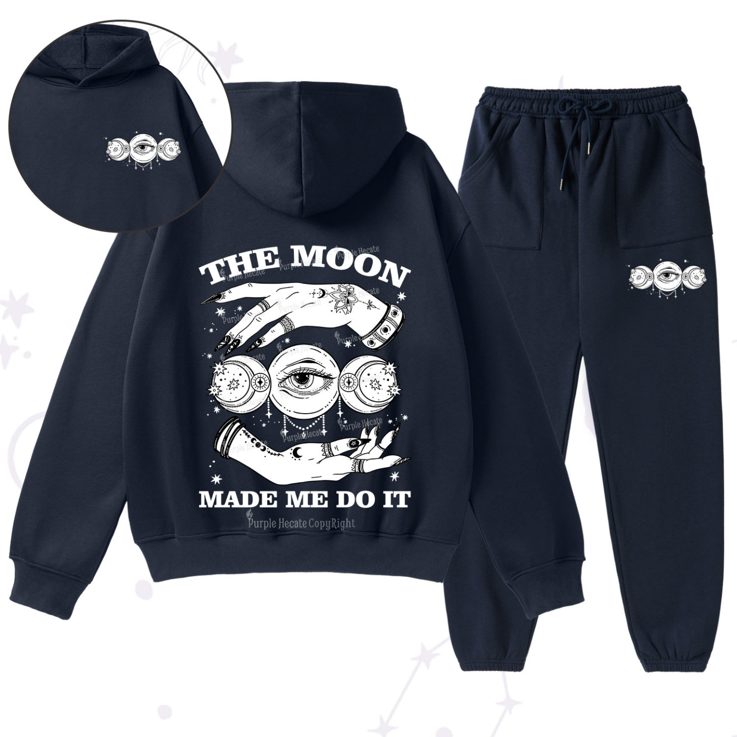 Purplehecate Funny The Moon Made Me Do It Fleece Hoodie Suit