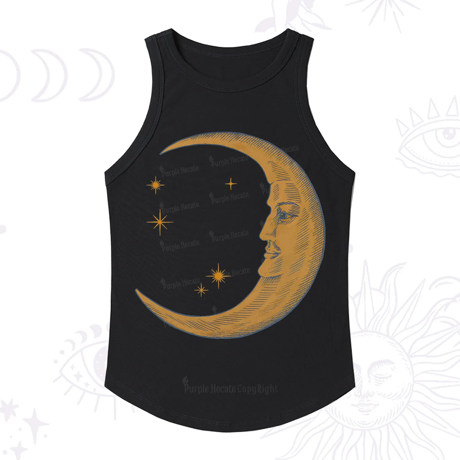 Purplehecate Celestial Moon Ribbed Tank Top