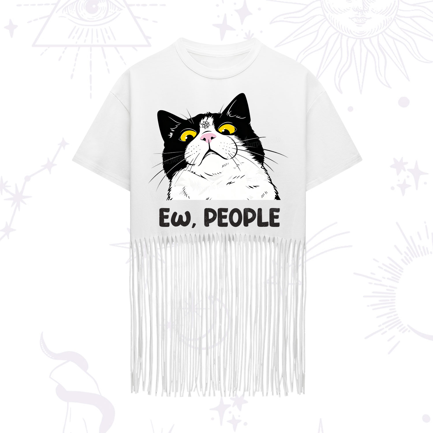 Purplehecate Ew People Cat Fringe Hem T-Shirt