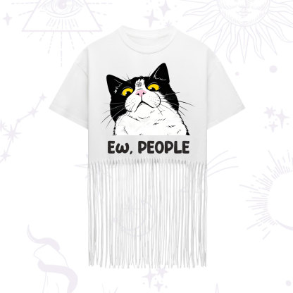 Purplehecate Ew People Cat Fringe Hem T-Shirt