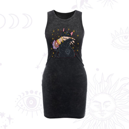 Purplehecate Feral Cat Vintage Bodycon Tank Dress