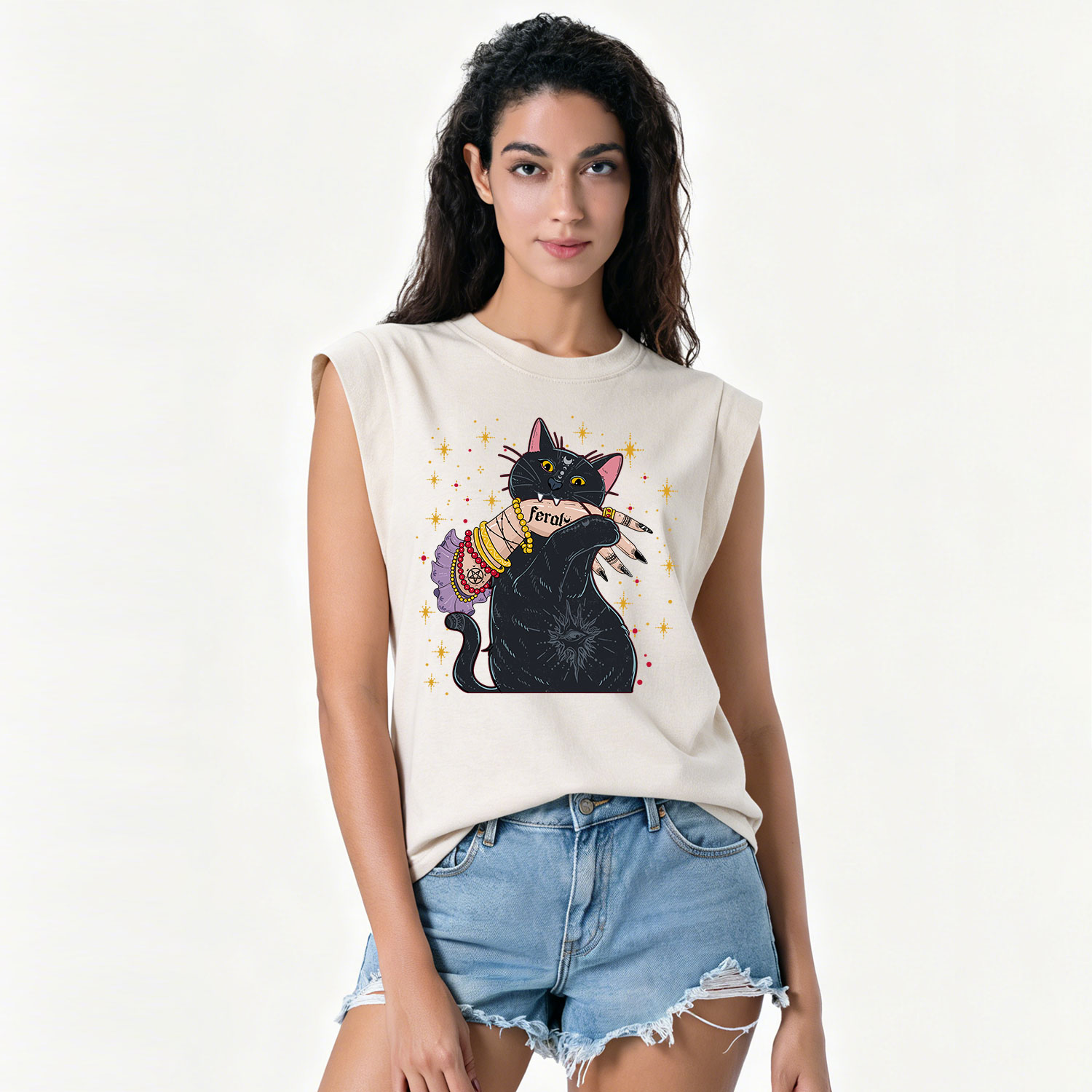 Purplehecate Feral Cat Vintage Washed Tank