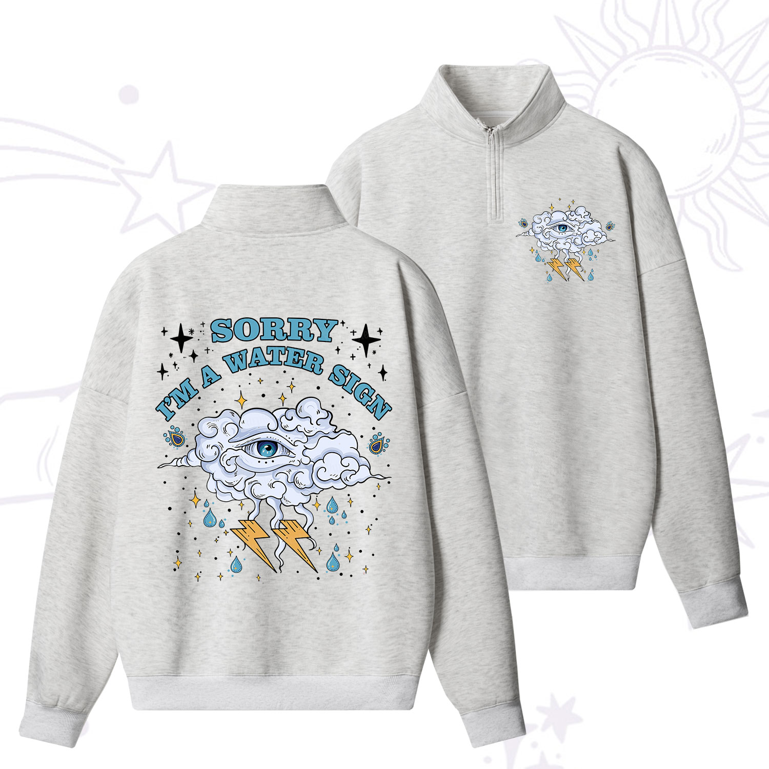 Purplehecate Sorry I'm A Water Sign Quarter Zip Fleece Sweatshirt