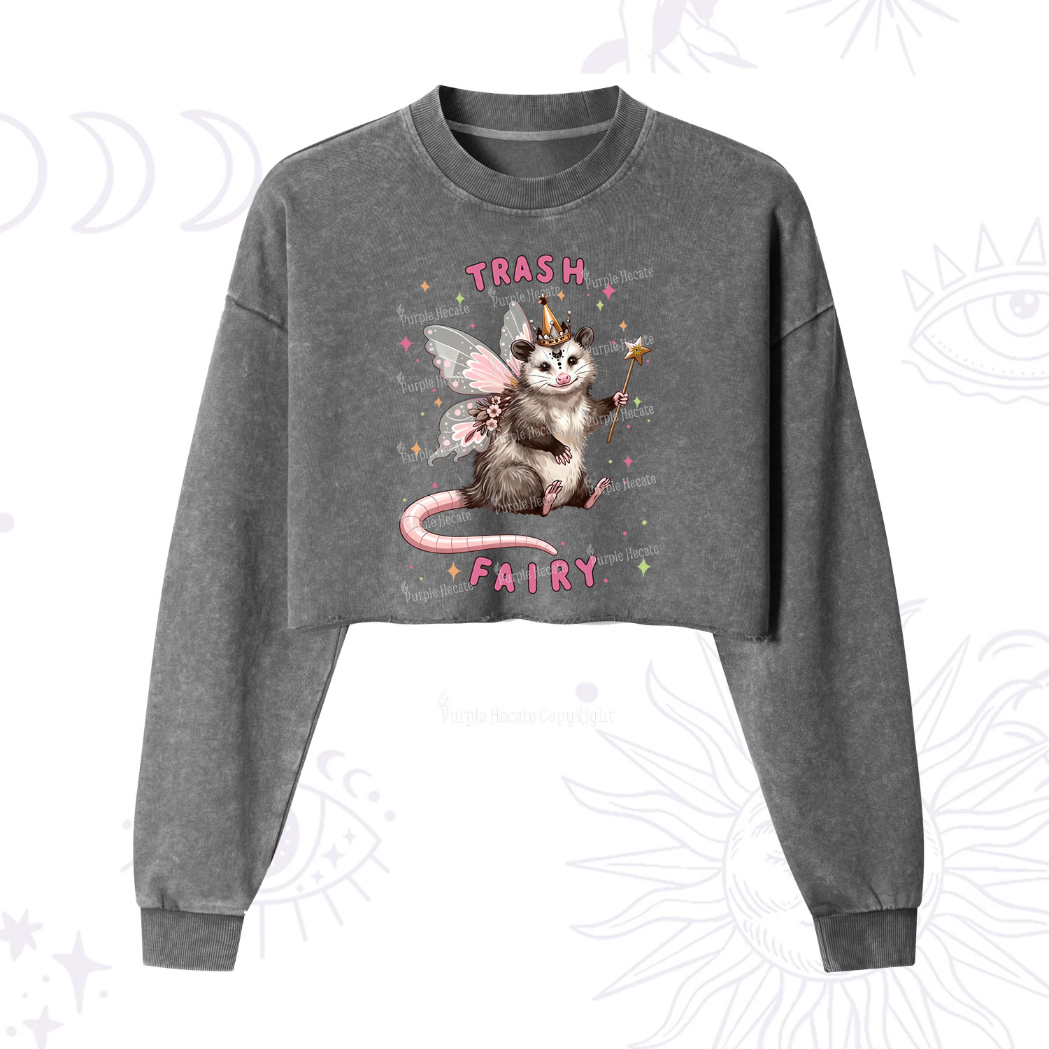Purplehecate Trash Fairy Cropped Washed Sweatshirt