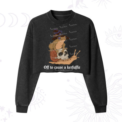 Purplehecate Off To Cause A Kerfuffle Cropped Washed Sweatshirt