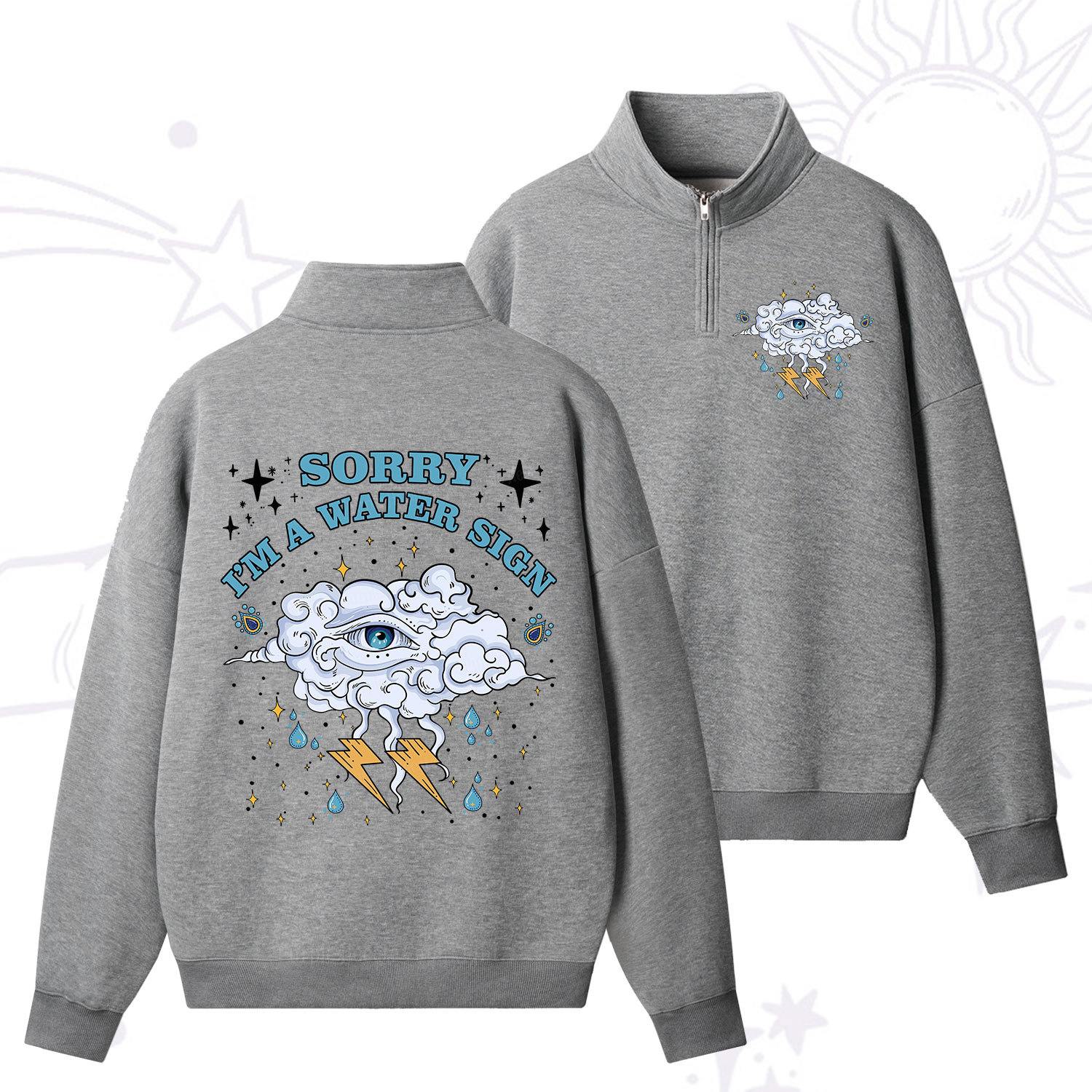 Purplehecate Sorry I'm A Water Sign Quarter Zip Fleece Sweatshirt