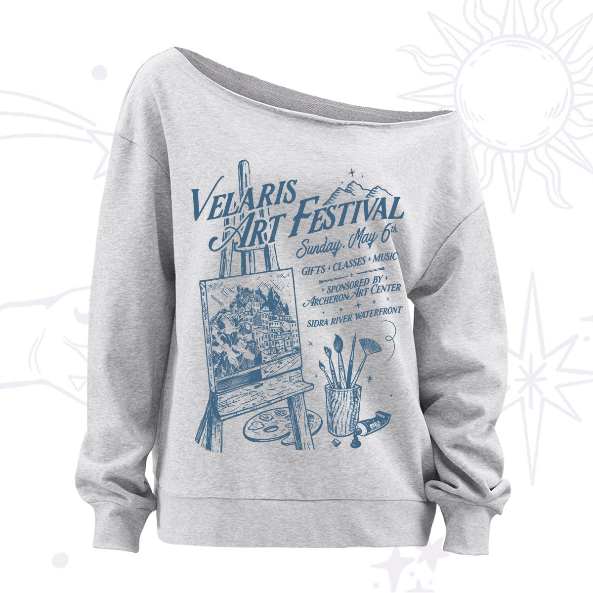 Purplehecate Starlight Court Art Show Off The Shoulder Sweatshirt