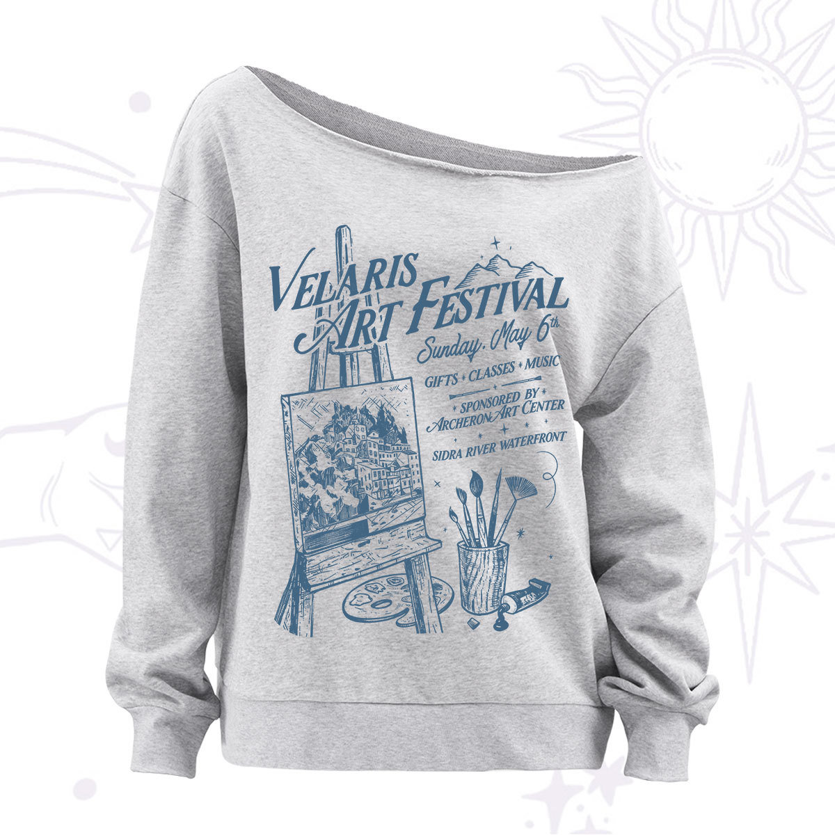 Purplehecate Starlight Court Art Show Off The Shoulder Sweatshirt