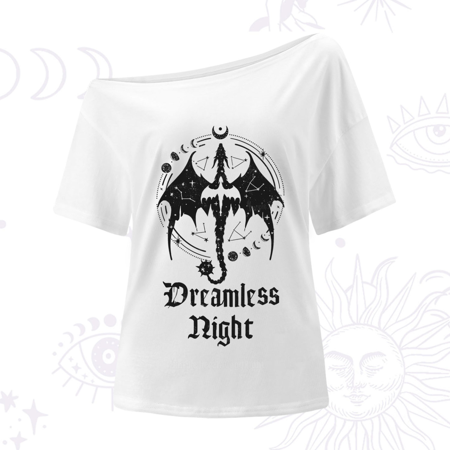 Purplehecate Dreamless Night Dragon One Shoulder T-Shirt