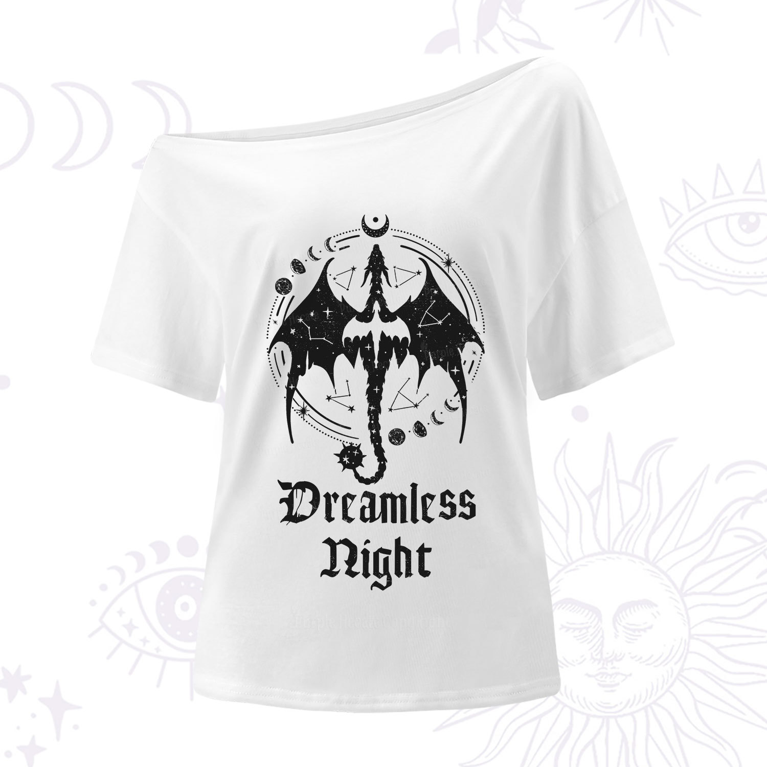 Purplehecate Dreamless Night Dragon One Shoulder T-Shirt
