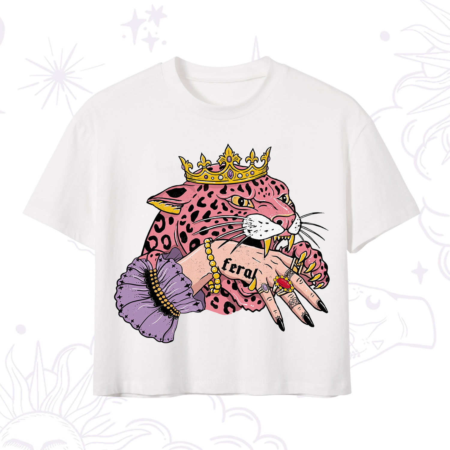 Purplehecate Feral Queen Pink Leopard Crop T-Shirt