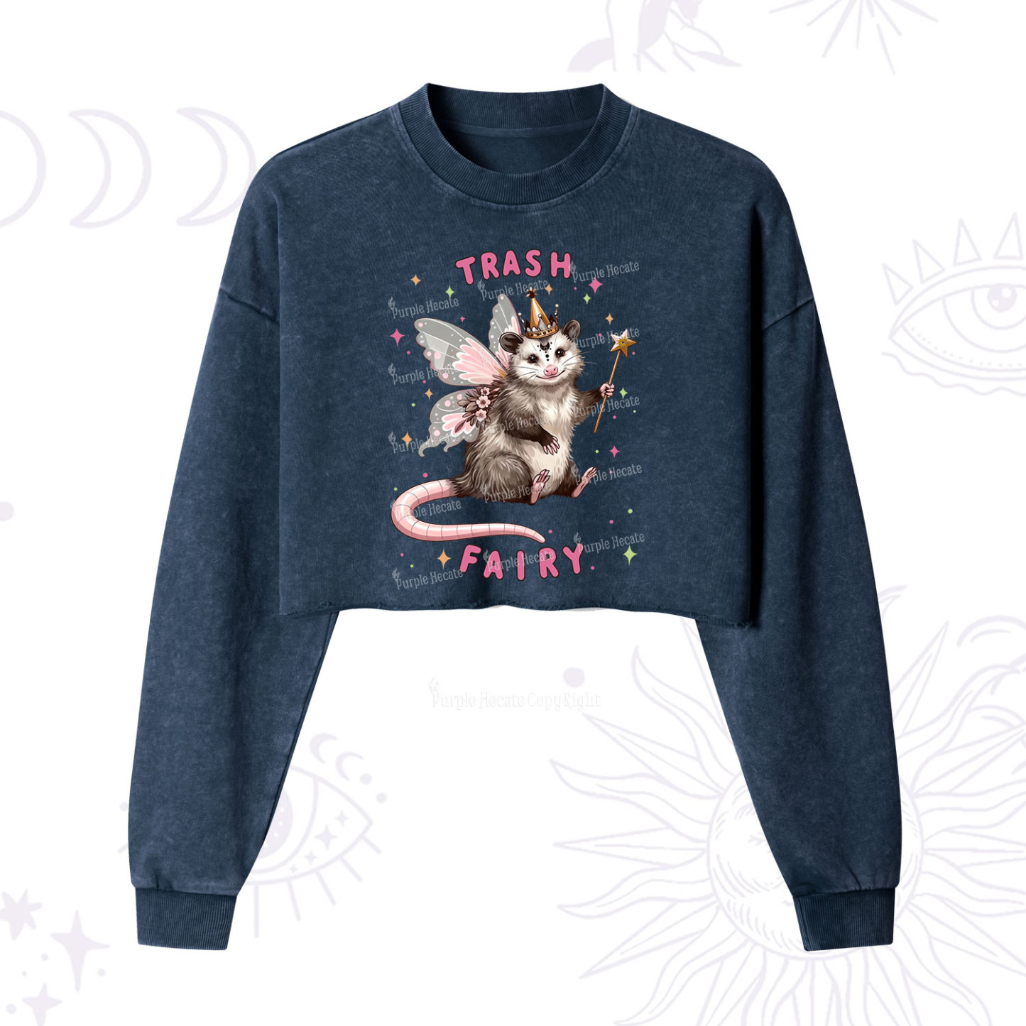 Purplehecate Trash Fairy Cropped Washed Sweatshirt