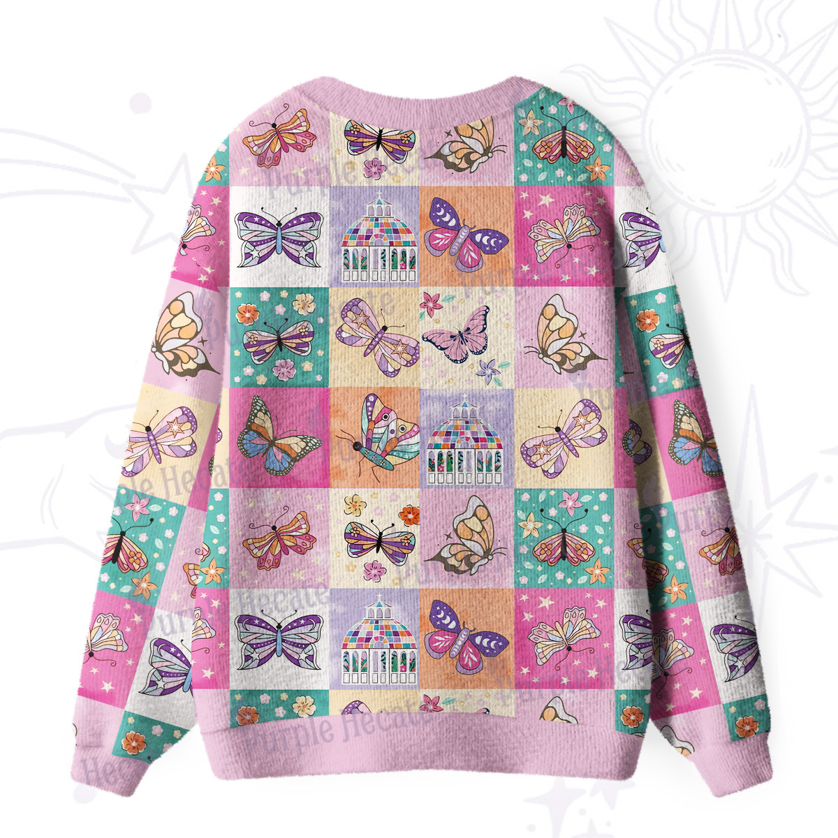 Purplehecate Dreamy Butterfly Garden Ugly Cardigan Sweaters