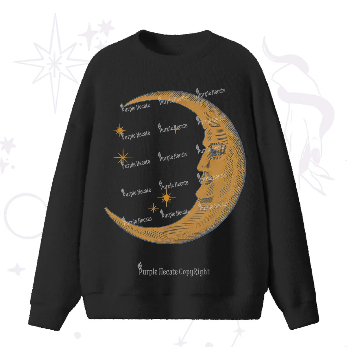 Purplehecate Celestial Moon Fuzzy Ugly Sweater