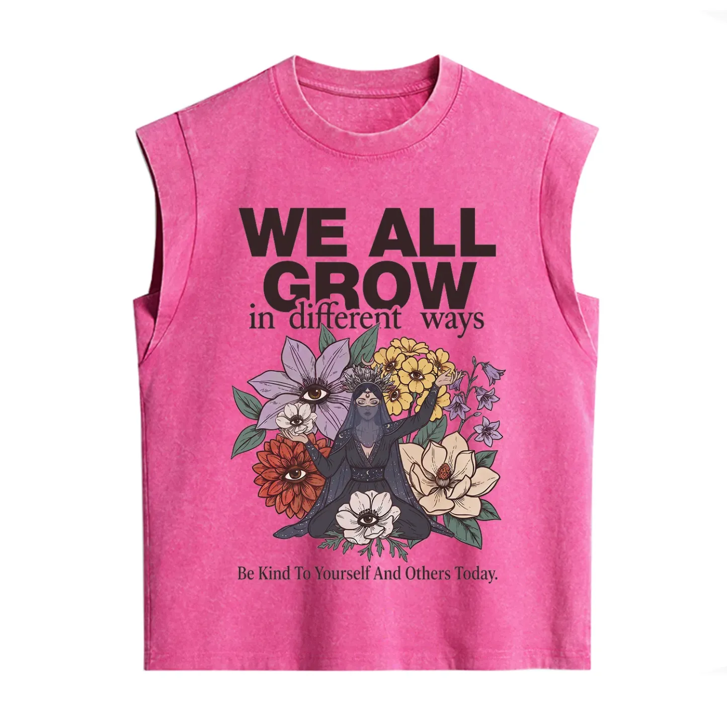 Purplehecate We All Grow Different Ways Floral Vintage Washed Tank