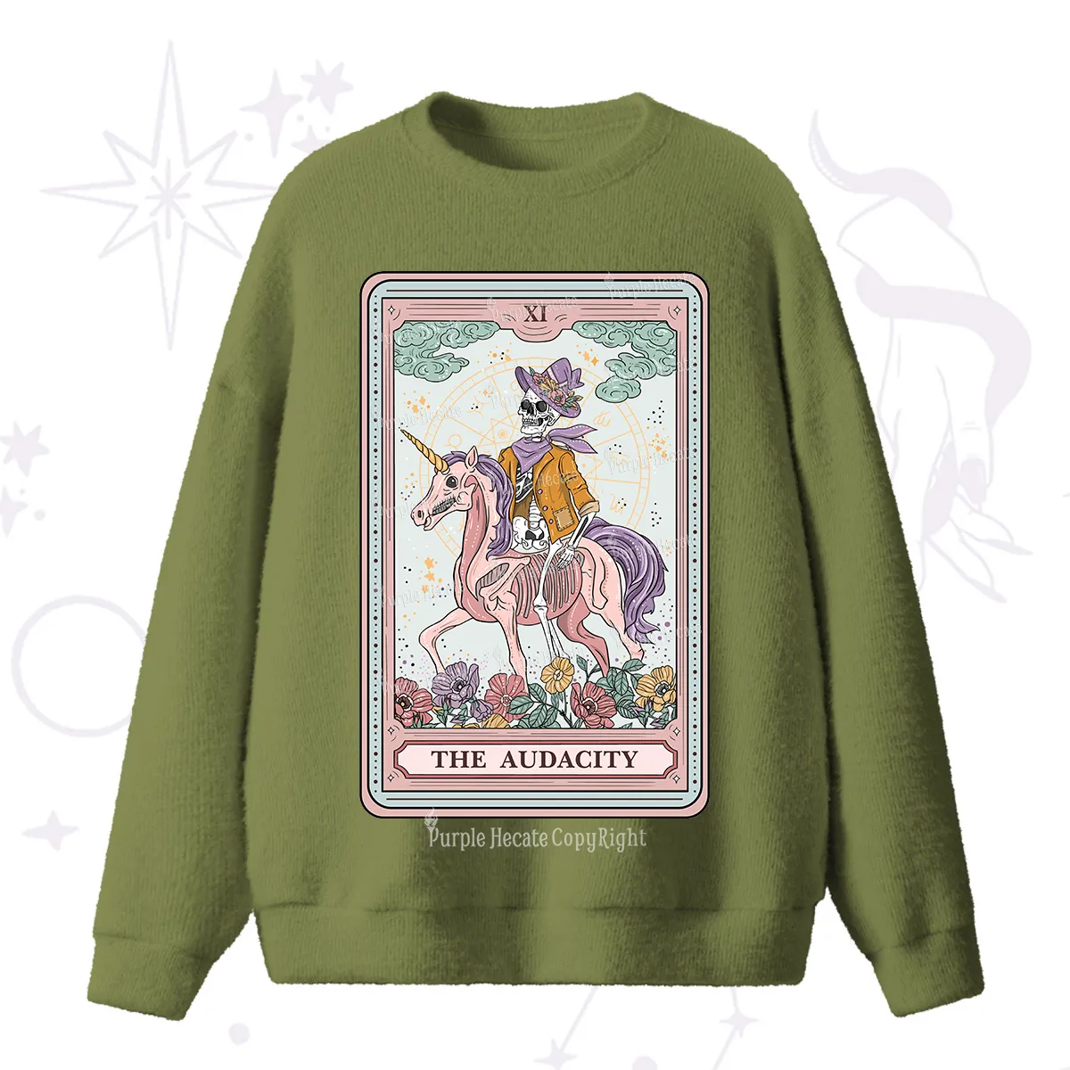 Purplehecate The Audacity Tarot Card Fuzzy Ugly Sweater