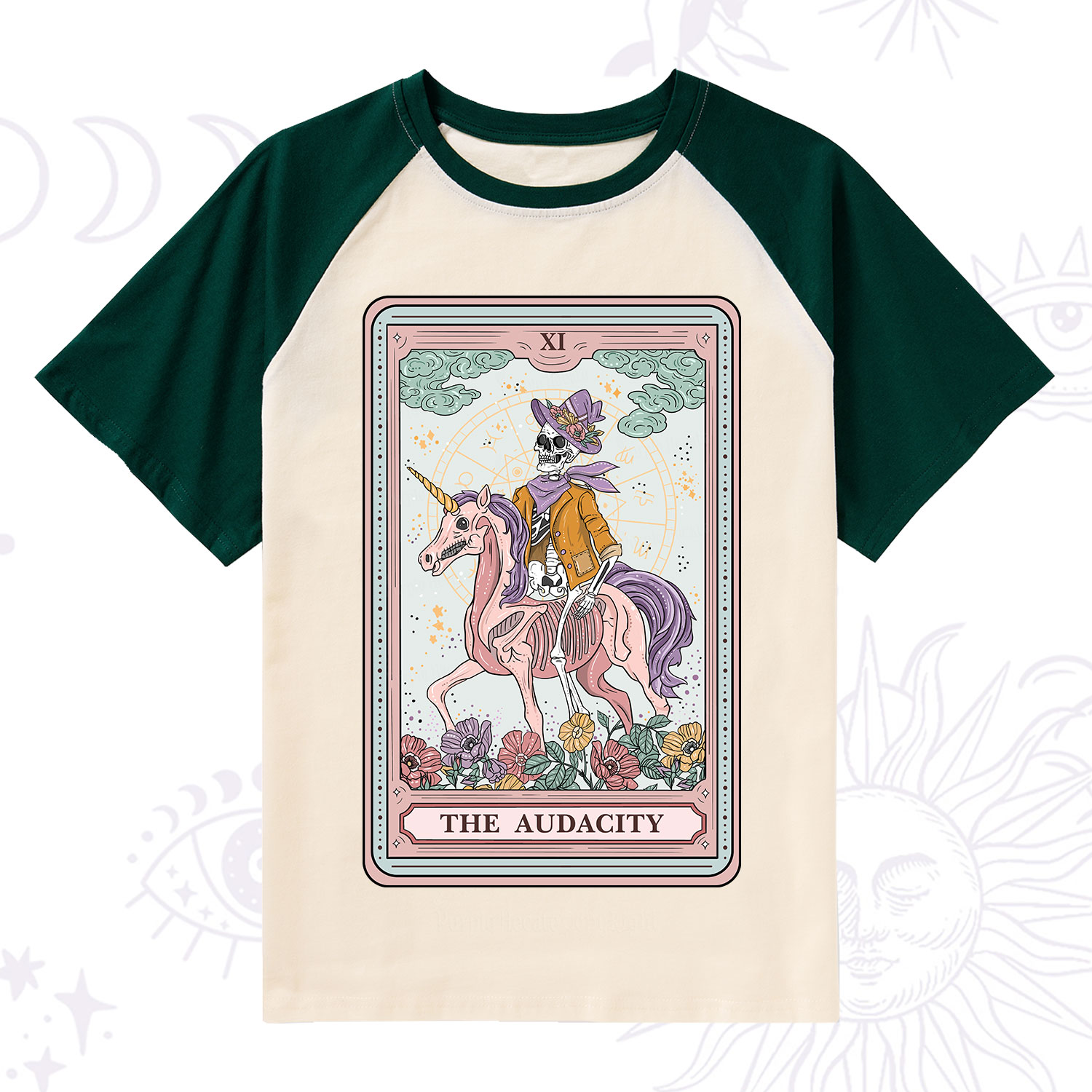 Purplehecate The Audacity Tarot Card Raglan Short Sleeve T‑Shirt