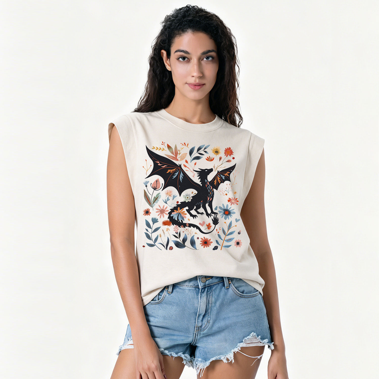 Purplehecate Vintage Fantasy Wyvern Bookish Vintage Washed Tank